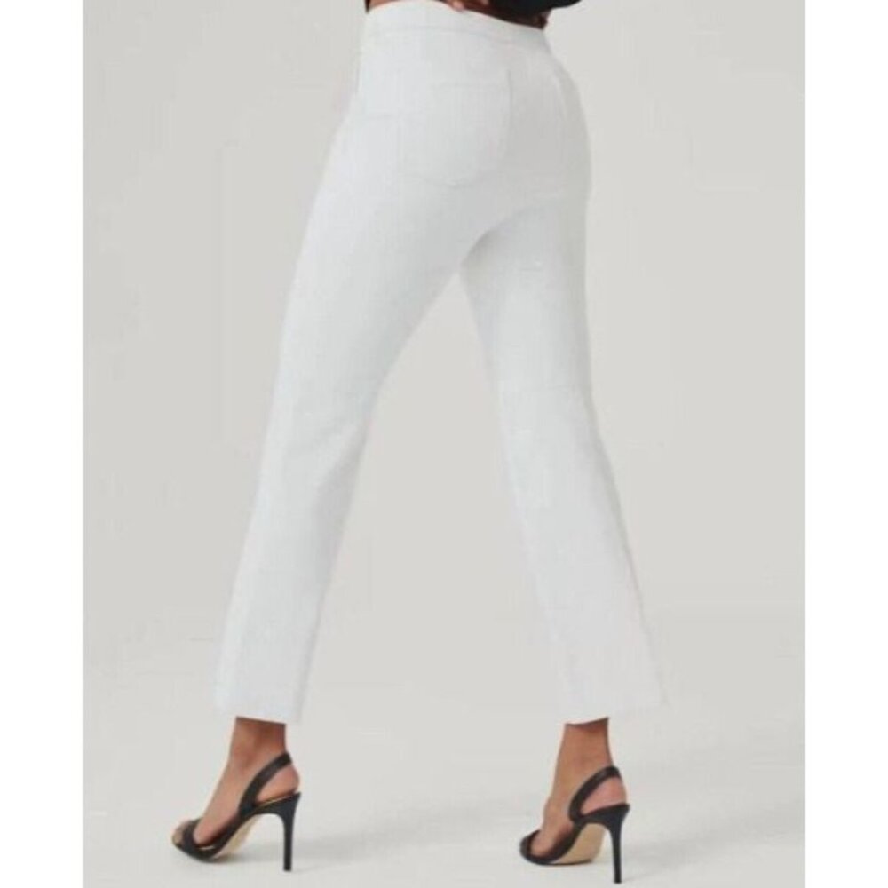 Spanx Flare Pants Stretch Waist Band Body Shaping Silver Lining 3X White